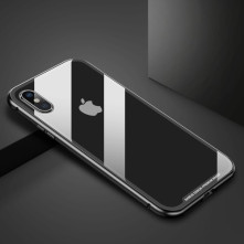 BASEUS mágneses fém keret + Kijelzővédő edzett üveg tok iPhone XS Max készülékhez - FEKETE