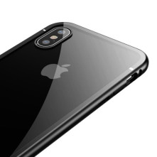BASEUS mágneses fém keret + Kijelzővédő edzett üveg tok iPhone XS Max készülékhez - FEKETE