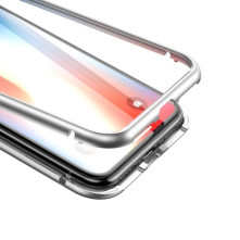 BASEUS mágneses fém keret + Kijelzővédő edzett üveg tok iPhone XS Max készülékhez - EZÜST