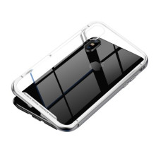 BASEUS mágneses fém keret + Kijelzővédő edzett üveg tok iPhone XS Max készülékhez - EZÜST