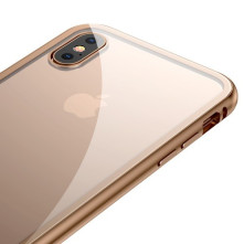 BASEUS mágneses fém keret + Kijelzővédő edzett üveg tok iPhone XS Max készülékhez - ARANY