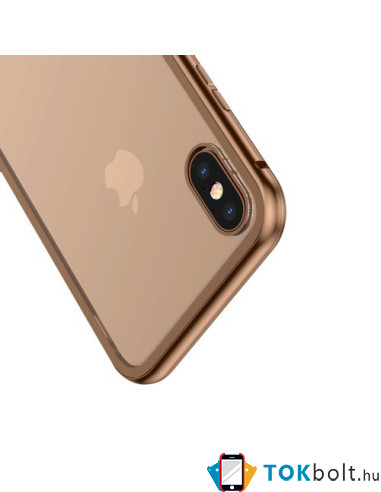 BASEUS mágneses fém keret + Kijelzővédő edzett üveg tok iPhone XS Max készülékhez - ARANY