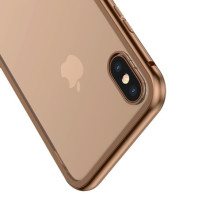 BASEUS mágneses fém keret + Kijelzővédő edzett üveg tok iPhone XS Max készülékhez - ARANY