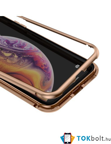 BASEUS mágneses fém keret + Kijelzővédő edzett üveg tok iPhone XS Max készülékhez - ARANY
