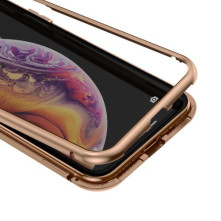 BASEUS mágneses fém keret + Kijelzővédő edzett üveg tok iPhone XS Max készülékhez - ARANY