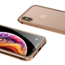 BASEUS mágneses fém keret + Kijelzővédő edzett üveg tok iPhone XS Max készülékhez - ARANY