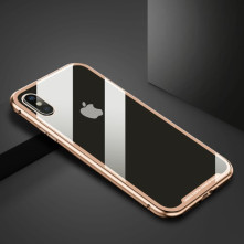 BASEUS mágneses fém keret + Kijelzővédő edzett üveg tok iPhone XS Max készülékhez - ARANY