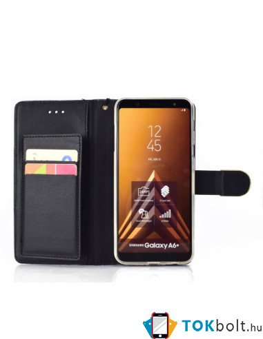 Tükrös csillámos mobiltok Samsung Galaxy A6 Plus (2018) telefonhoz - FEKETE