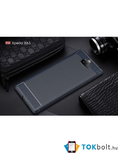 Sony Xperia 10 karbon mintás tok - KÉK