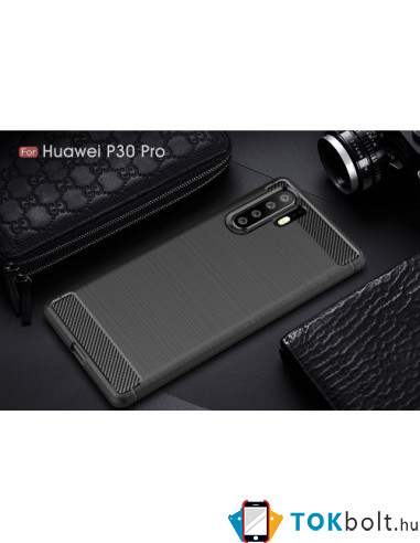 Huawei P30 Pro karbon mintás tok - FEKETE