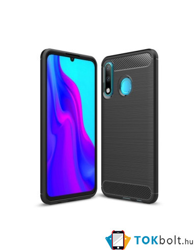 Huawei P30 Lite karbon mintás tok - FEKETE