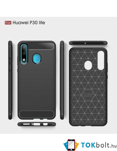 Huawei P30 Lite karbon mintás tok - FEKETE