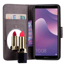 Tükrös csillámos telefontok Huawei Y6 (2018) / Honor 7A telefonhoz - FEKETE