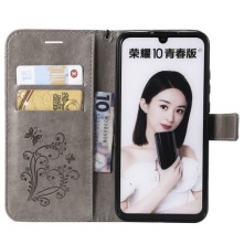 Dombornyomott lepkés notesztok Huawei Honor 10 Lite / P Smart (2019) telefonhoz - EZÜST