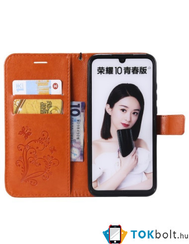 Dombornyomott lepkés notesztok Huawei Honor 10 Lite / P Smart (2019) telefonhoz - NARANCS