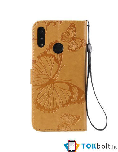 Dombornyomott lepkés notesztok Huawei Honor 10 Lite / P Smart (2019) telefonhoz - SÁRGA