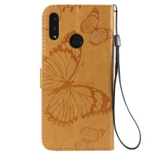 Dombornyomott lepkés notesztok Huawei Honor 10 Lite / P Smart (2019) telefonhoz - SÁRGA