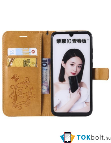 Dombornyomott lepkés notesztok Huawei Honor 10 Lite / P Smart (2019) telefonhoz - SÁRGA