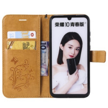 Dombornyomott lepkés notesztok Huawei Honor 10 Lite / P Smart (2019) telefonhoz - SÁRGA