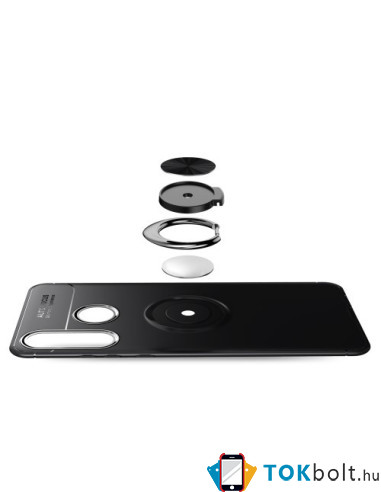 Huawei P30 Lite gyűrűs tok - FEKETE