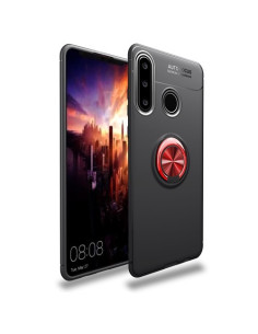 Huawei P30 Lite gyűrűs tok - FEKETE/PIROS
