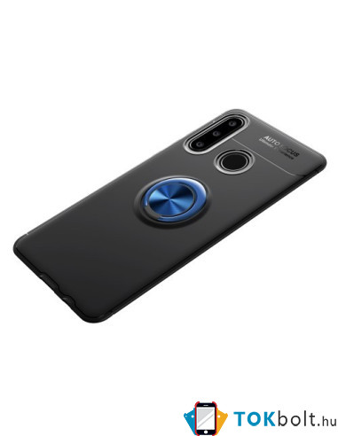 Huawei P30 Lite gyűrűs tok - FEKETE/KÉK
