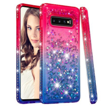 Rugalmas szuper mozgó csillámos tok Samsung Galaxy S10 Plus készülékhez - PIROS/KÉK