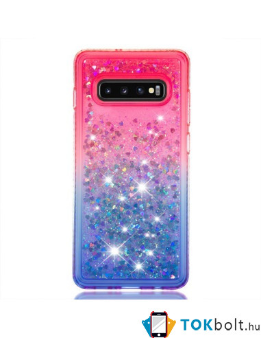 Rugalmas szuper mozgó csillámos tok Samsung Galaxy S10 Plus készülékhez - PIROS/KÉK