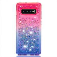 Rugalmas szuper mozgó csillámos tok Samsung Galaxy S10 Plus készülékhez - PIROS/KÉK