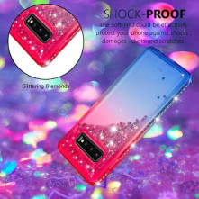 Rugalmas szuper mozgó csillámos tok Samsung Galaxy S10 Plus készülékhez - PIROS/KÉK