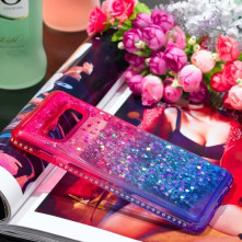 Rugalmas szuper mozgó csillámos tok Samsung Galaxy S10 Plus készülékhez - PIROS/KÉK