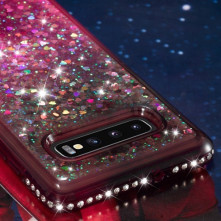 Rugalmas szuper mozgó csillámos tok Samsung Galaxy S10 Plus készülékhez - BARNA/PIROS