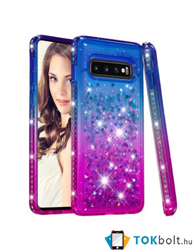 Rugalmas szuper mozgó csillámos tok Samsung Galaxy S10 készülékhez - KÉK/LILA