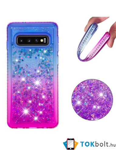 Rugalmas szuper mozgó csillámos tok Samsung Galaxy S10 készülékhez - KÉK/LILA