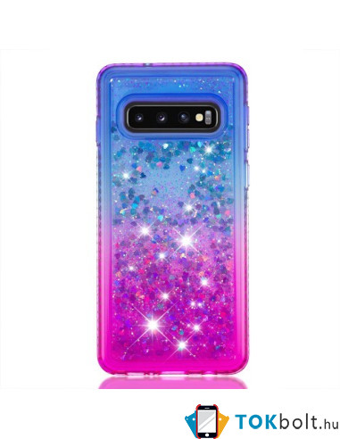 Rugalmas szuper mozgó csillámos tok Samsung Galaxy S10 készülékhez - KÉK/LILA
