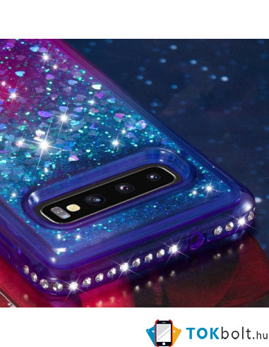 Rugalmas szuper mozgó csillámos tok Samsung Galaxy S10 készülékhez - KÉK/LILA