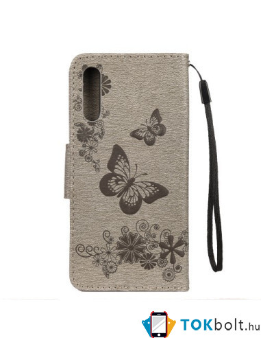 Dombornyomott pillangós notesztok Samsung Galaxy A50 telefonhoz - EZÜST