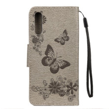 Dombornyomott pillangós notesztok Samsung Galaxy A50 telefonhoz - EZÜST