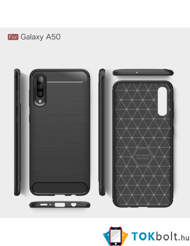 Samsung Galaxy A50 karbon mintás tok - FEKETE