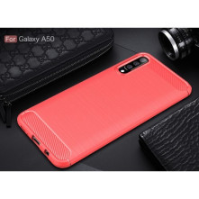 Samsung Galaxy A50 karbon mintás tok - PIROS