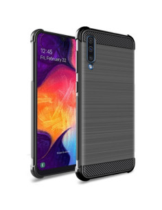 IMAK Vega karbon mintás tok Samsung Galaxy A50 készülékhez - FEKETE