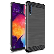 IMAK Vega karbon mintás tok Samsung Galaxy A50 készülékhez - FEKETE