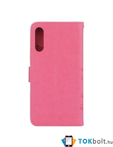Dombornyomott lepkés virágos notesztok Samsung Galaxy A50 telefonhoz - RÓZSASZÍN