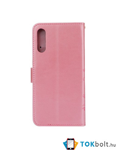 Dombornyomott lepkés virágos notesztok Samsung Galaxy A50 telefonhoz - RÓZSAARANY