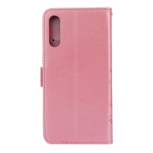 Dombornyomott lepkés virágos notesztok Samsung Galaxy A50 telefonhoz - RÓZSAARANY