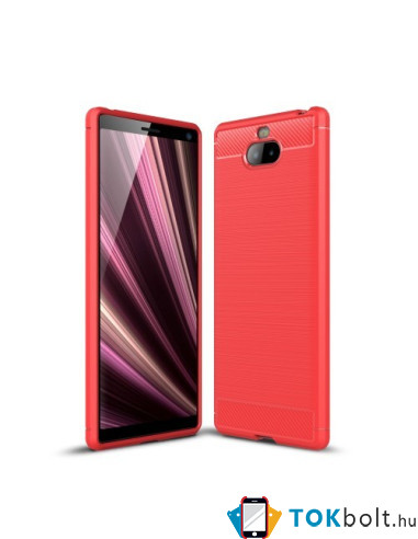 Sony Xperia 10 Plus karbon mintás tok - PIROS