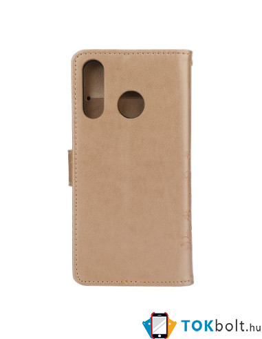 Dombornyomott lepkés virágos notesztok Huawei P30 Lite telefonhoz - ARANY