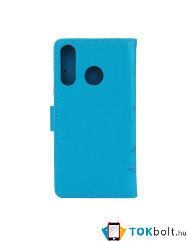 Dombornyomott lepkés virágos notesztok Huawei P30 Lite telefonhoz - KÉK