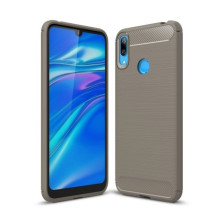 Huawei Y7 (2019) karbon mintás tok - SZÜRKE
