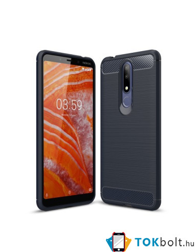 Nokia 3.1 Plus karbon mintás tok - KÉK